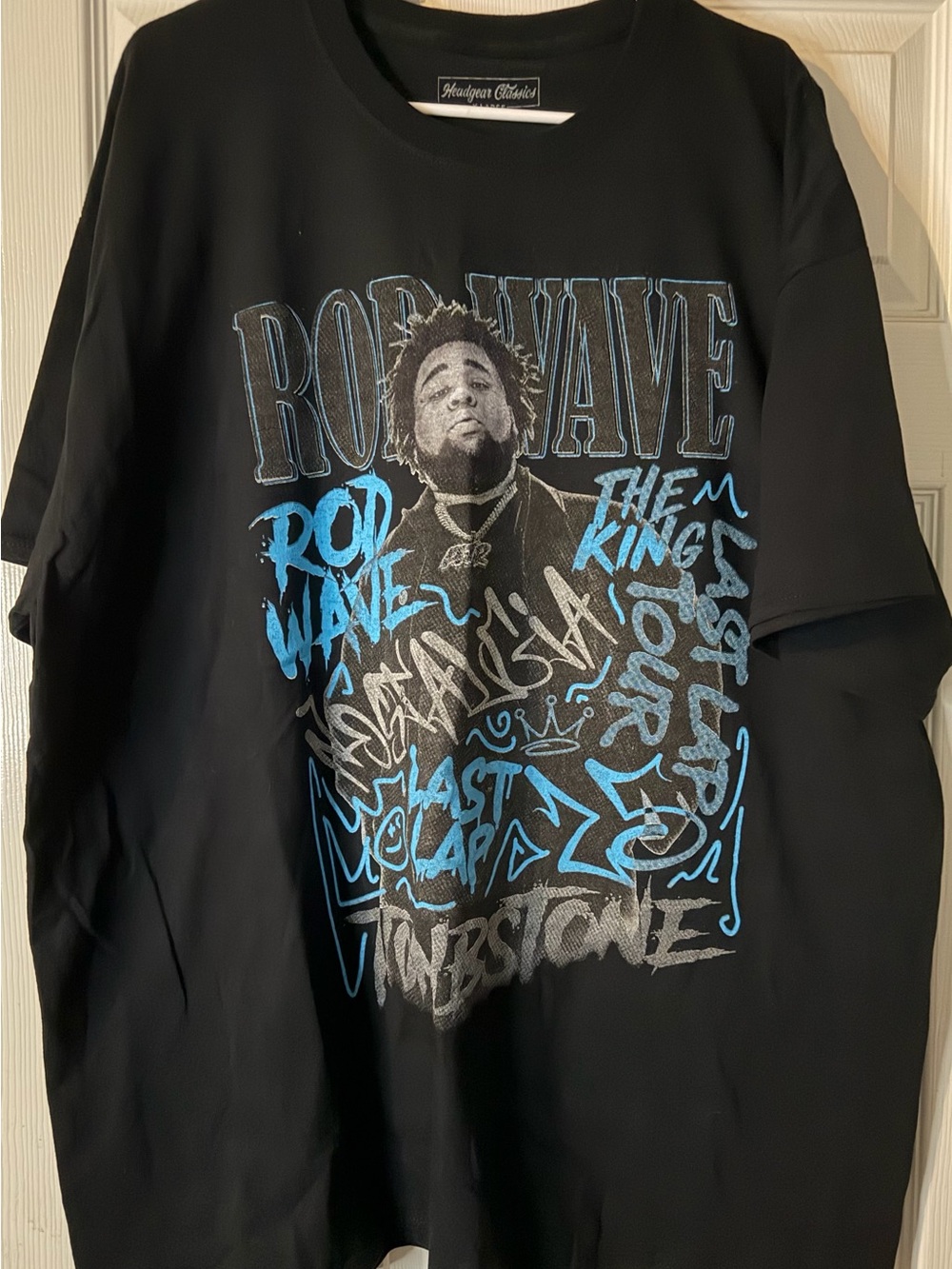 Rod Wave Graphic Black T-Shirt with Blue and Gray Print